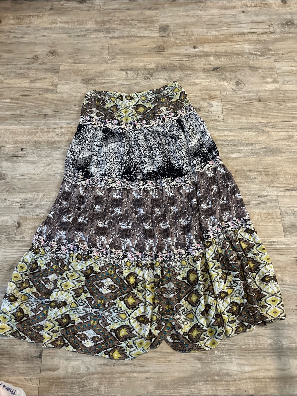 Anthropologie Gypsy Bohemian Boho Tiered Floral Maxi Skirt sizeM Hippie Festival - Picture 3 of 6